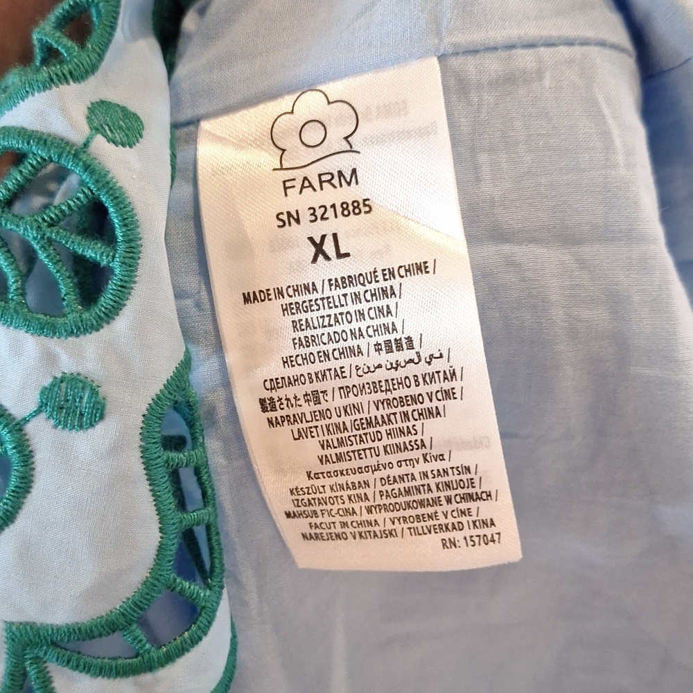 Farm Rio Richelieu Broderie Anglaise Sea Theme Midi Skirt Blue & Green XL - Picture 10 of 11